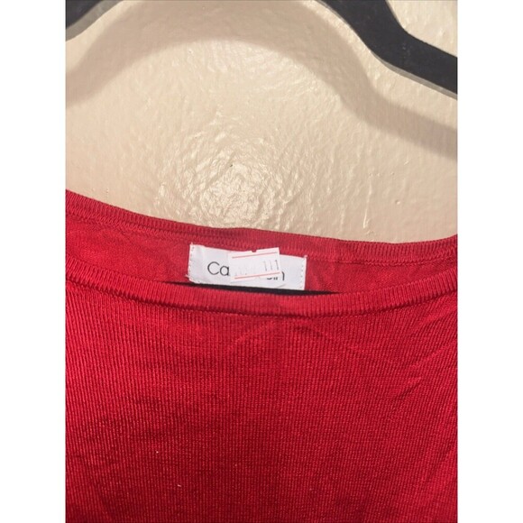 Calvin Klein Red Embellished Pearl Detail Long Sleeve Top Size L - Picture 8 of 8